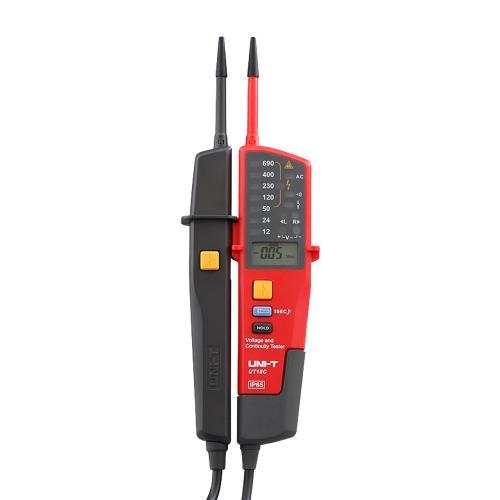 UT18C UNI-T Tester tensione 12-690V AC/DC, CAT IV 600V, sequenza fasi, RCD trip test, NCV integrato