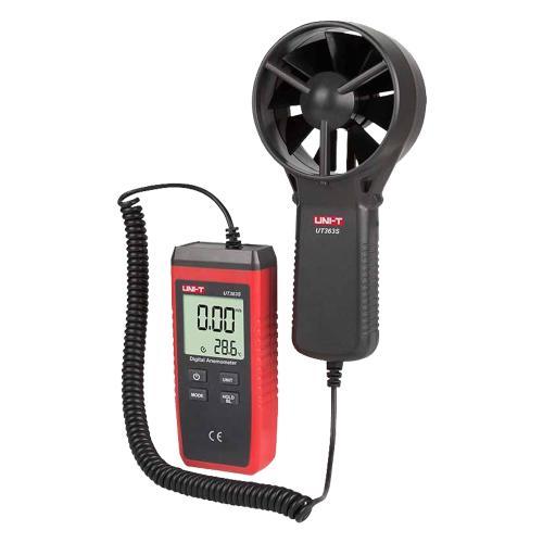 UT363S UNI-T Anemometro con sonda separata 0-30m/s, display LCD, temperatura, hold, max/min