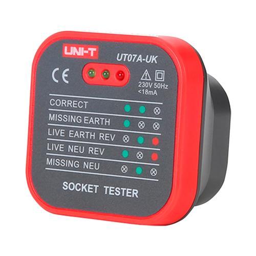UT07A-UK UNI-T Tester prese UK con indicazione stato cablaggio, tensione 220-250V AC, LED indicatori