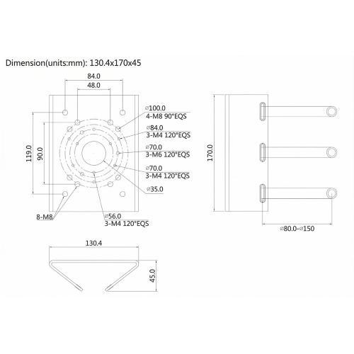 Adattatore per montaggio a palo speed dome e/o junction box