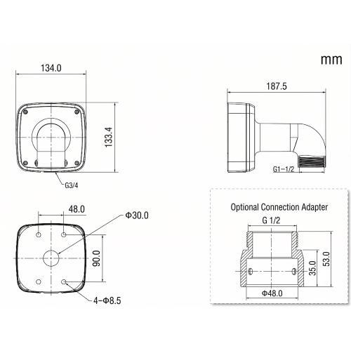 MT-FB302S Staffa a parete in alluminio con junction box
