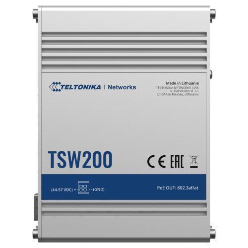 TSW200 Teltonika Switch PoE Unmanaged Industriale - 8 porte Ethernet RJ45 Gig...