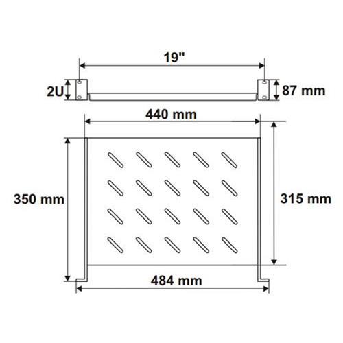 Ripiano rack nero 2 unità profondità 315mm
